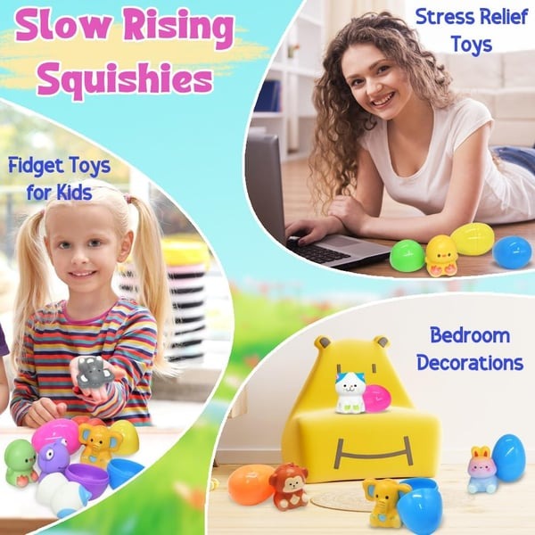 24 PCS Easter Eggs Prefilled Slow Rising Squishy Toys