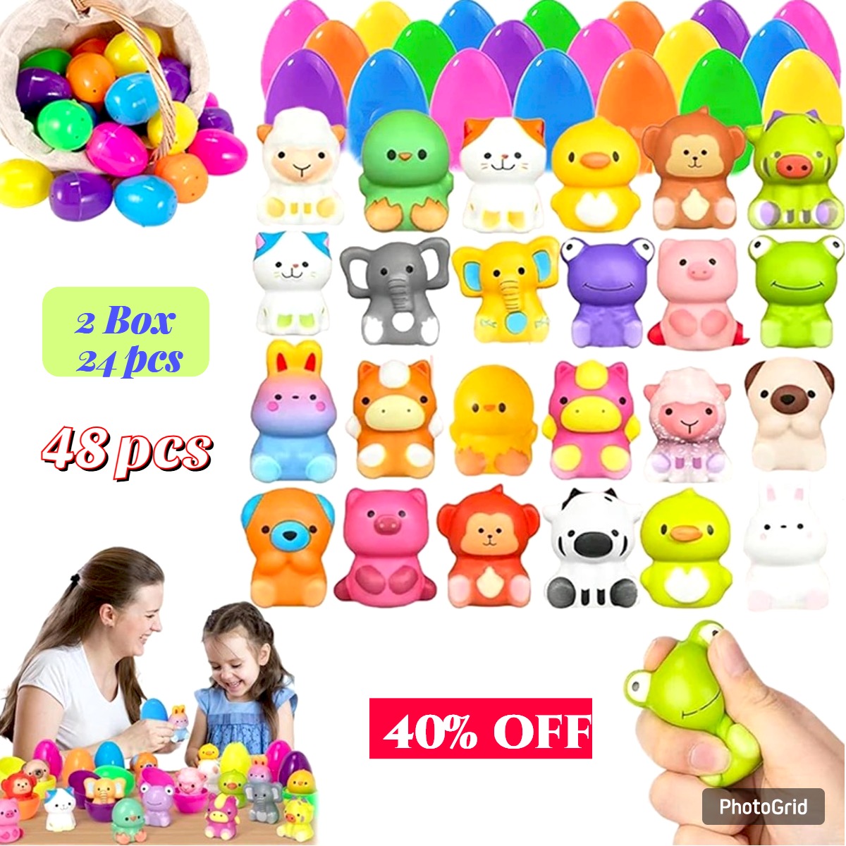 24 PCS Easter Eggs Prefilled Slow Rising Squishy Toys